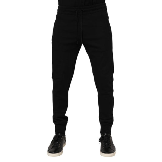 Dolce & Gabbana Black Cotton Jogger Jogging Men Trouser Pants Dolce & Gabbana