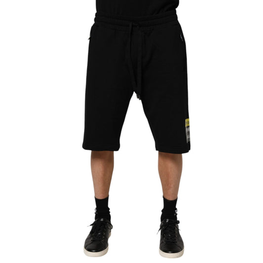 Dolce & Gabbana Black Cotton Mid Waist Casual Bermuda Short Dolce & Gabbana