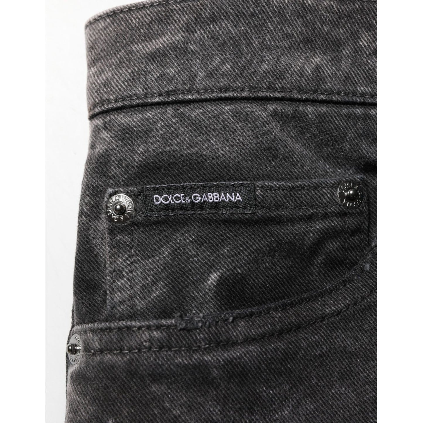 Dolce & Gabbana Black Cotton Mid Waist Denim Men Bermuda Short