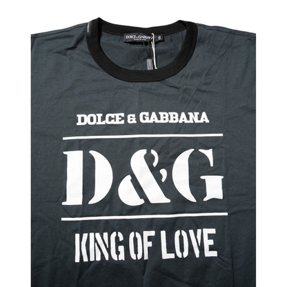 Dolce & Gabbana Black Cotton Printed Short Sleeves T-shirt