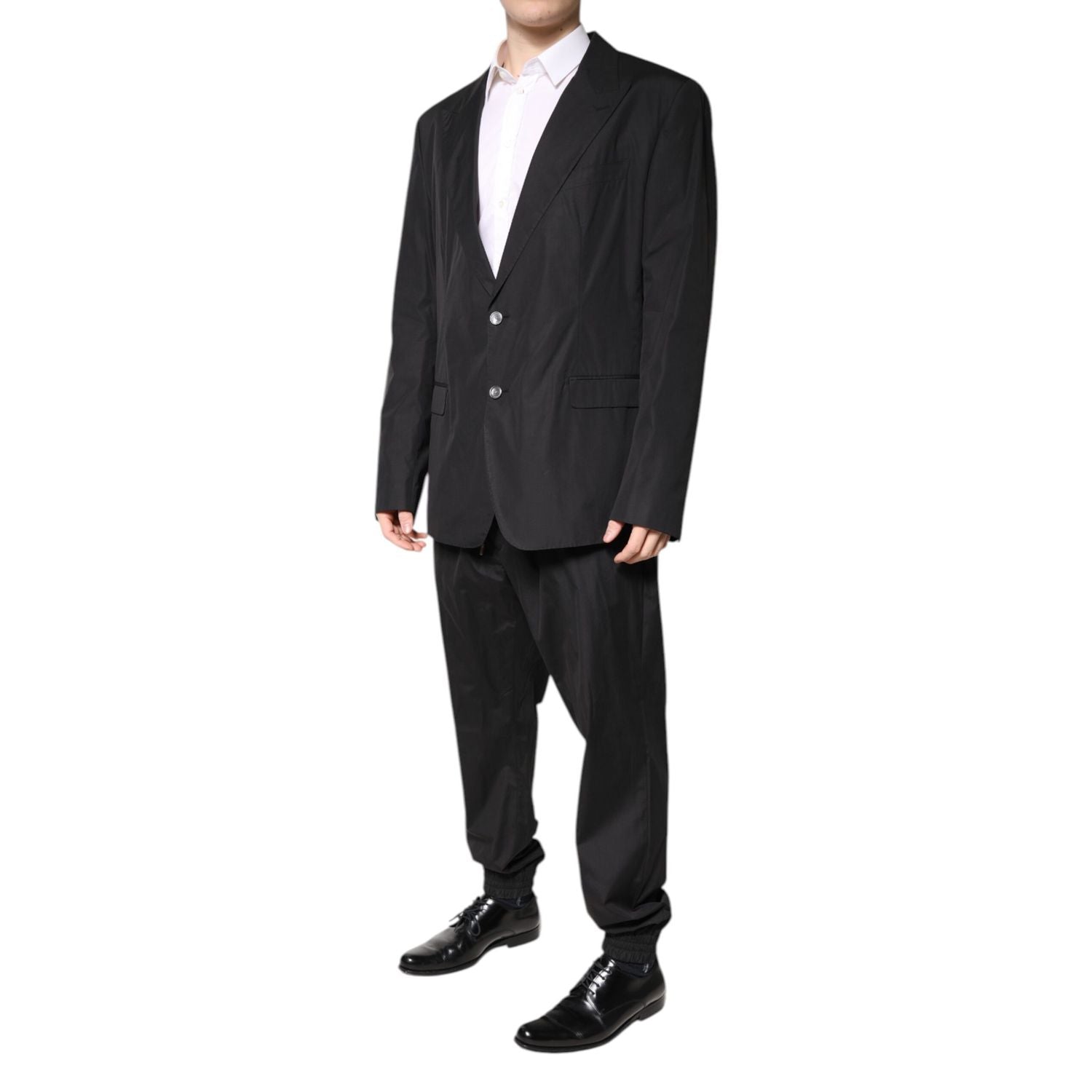 Dolce & Gabbana Black Cotton Single Breasted 2 Piece Suit