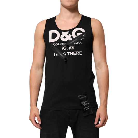 Dolce & Gabbana Black Cotton Sleeveless Tank Top DG Logo Men T-shirt Dolce & Gabbana