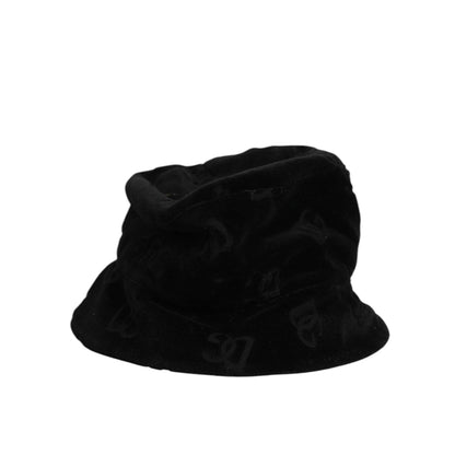 Dolce & Gabbana Black Cotton Suede Bucket Logo Capello Hat Dolce & Gabbana