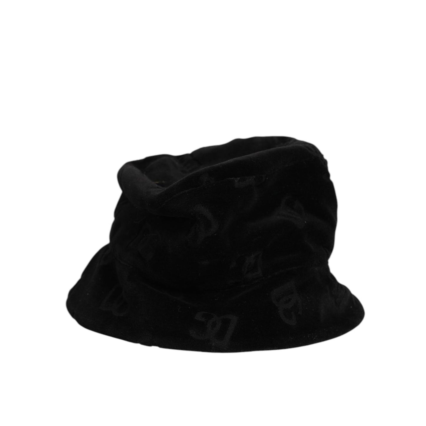 Dolce & Gabbana Black Cotton Suede Bucket Logo Capello Hat Dolce & Gabbana