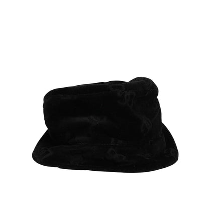 Dolce & Gabbana Black Cotton Suede Bucket Logo Capello Hat Dolce & Gabbana