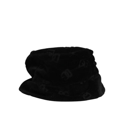 Dolce & Gabbana Black Cotton Suede Bucket Logo Capello Hat Dolce & Gabbana
