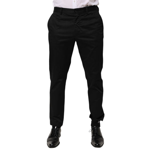 Dolce & Gabbana Black Cotton Tapered Men Formal Trousers Pants Dolce & Gabbana