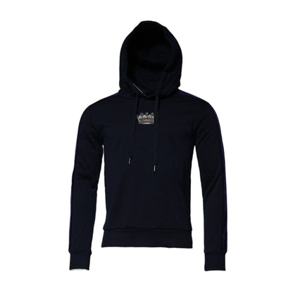 Dolce & Gabbana Black Crown Cotton Hooded Sweatshirt Sweater