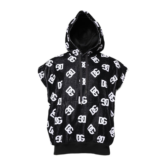 Dolce & Gabbana Black DG Cotton Hooded Sleeveless Sweater Dolce & Gabbana
