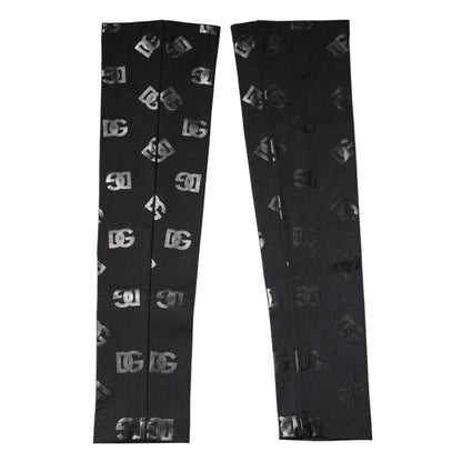 Dolce & Gabbana Black DG Logo Monogram Wool Stretch Arm Sleeves