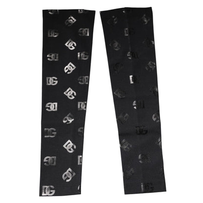 Dolce & Gabbana Black DG Logo Monogram Wool Stretch Arm Sleeves