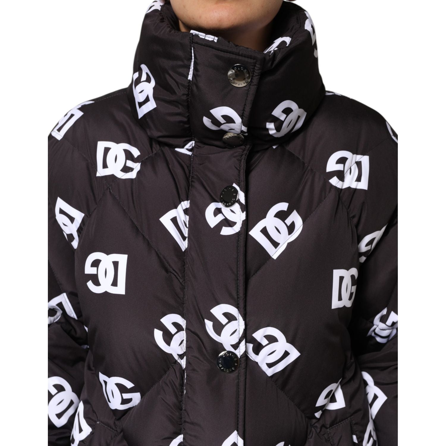 Dolce & Gabbana Black DG Mania Puffer Quilted Long Coat Jacket