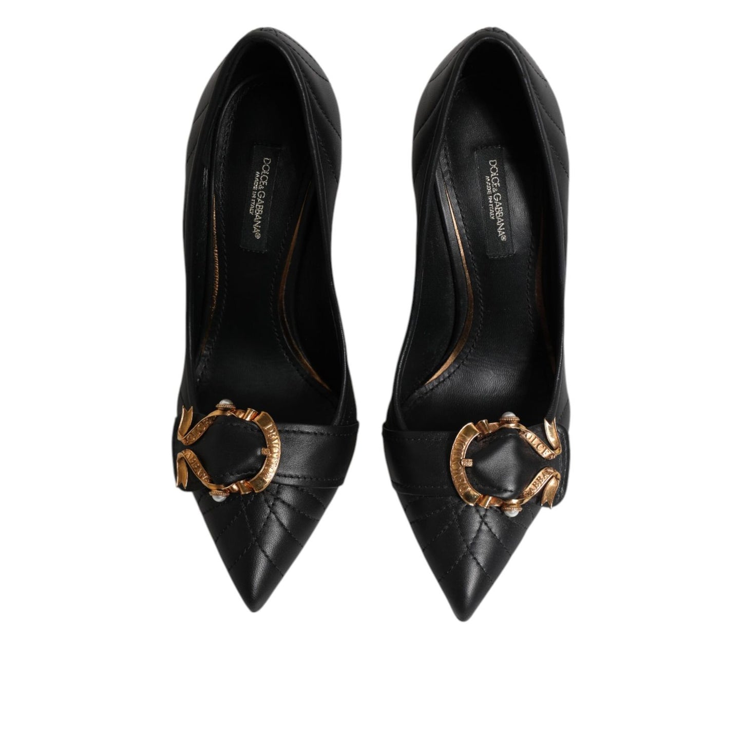Dolce & Gabbana Black Devotion Leather Heels Pumps Shoes