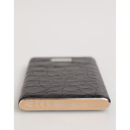 Dolce & Gabbana Black Exoctic Leather Embossed 3000mAh Power Bank Charger USB