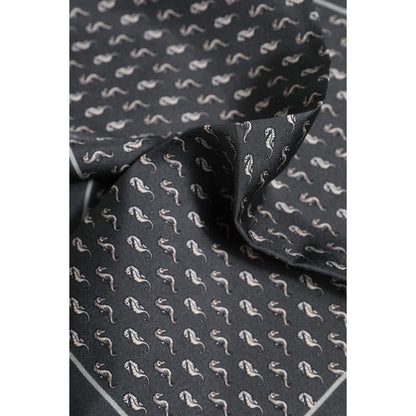 Dolce & Gabbana Black Fish Print Silk Square Men Foulard Scarf