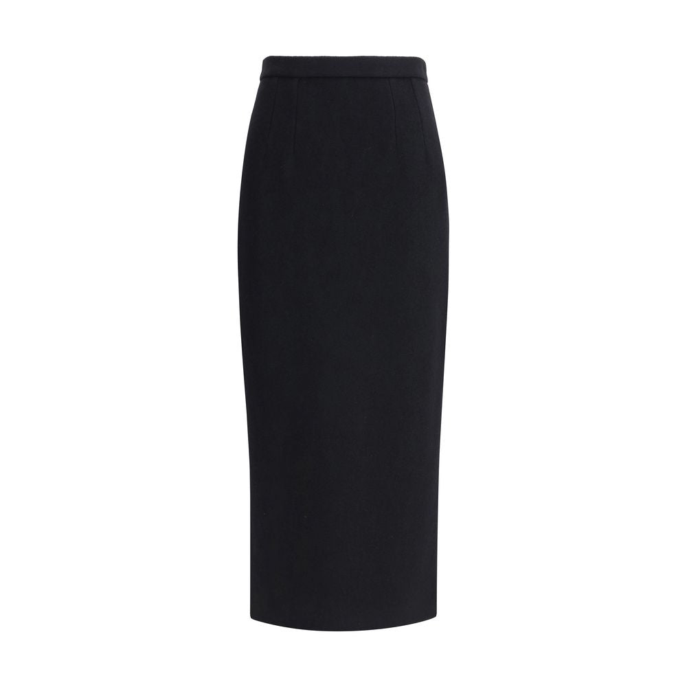 Dolce & Gabbana Black Fleece Wool Long Skirt Dolce & Gabbana