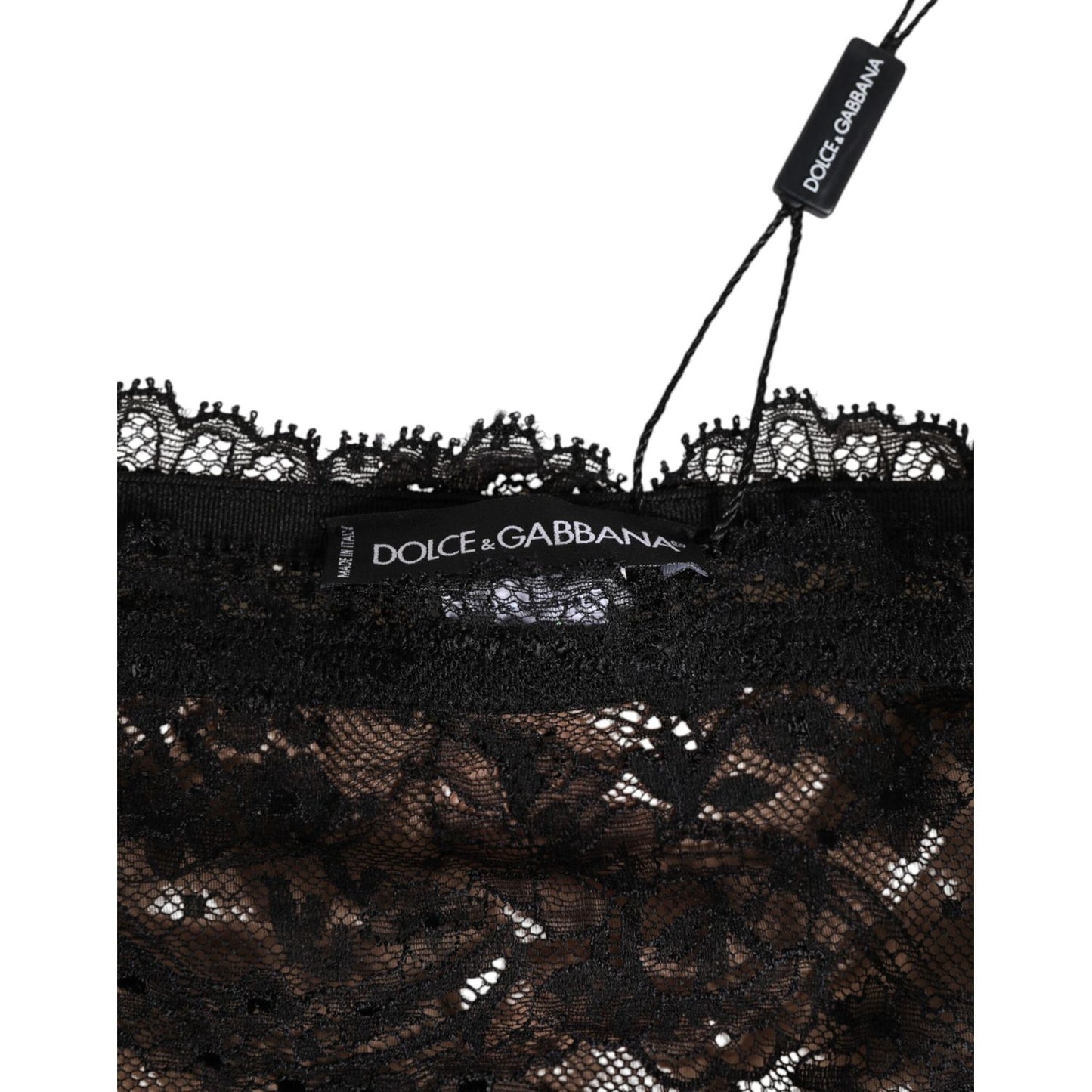 Dolce & Gabbana Black Floral Lace Mesh High Brief Panty Underwear