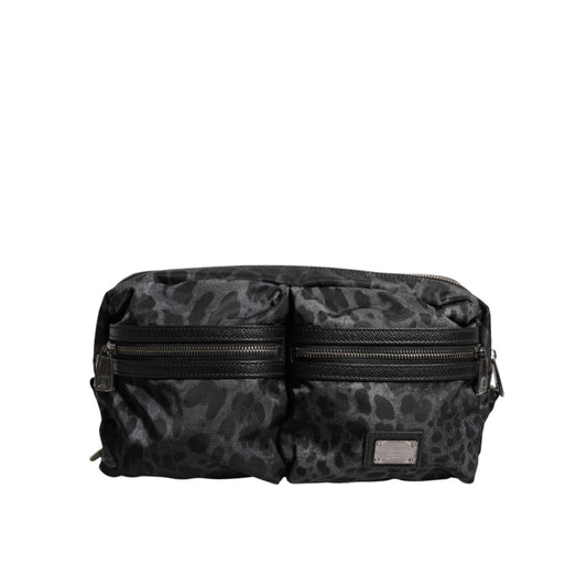 Dolce & Gabbana Black Gray Leopard DG Logo Belt Waist Fanny Pack Bag Dolce & Gabbana