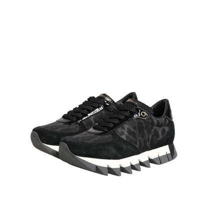Dolce & Gabbana Black Gray Leopard Low Top Sneakers Shoes