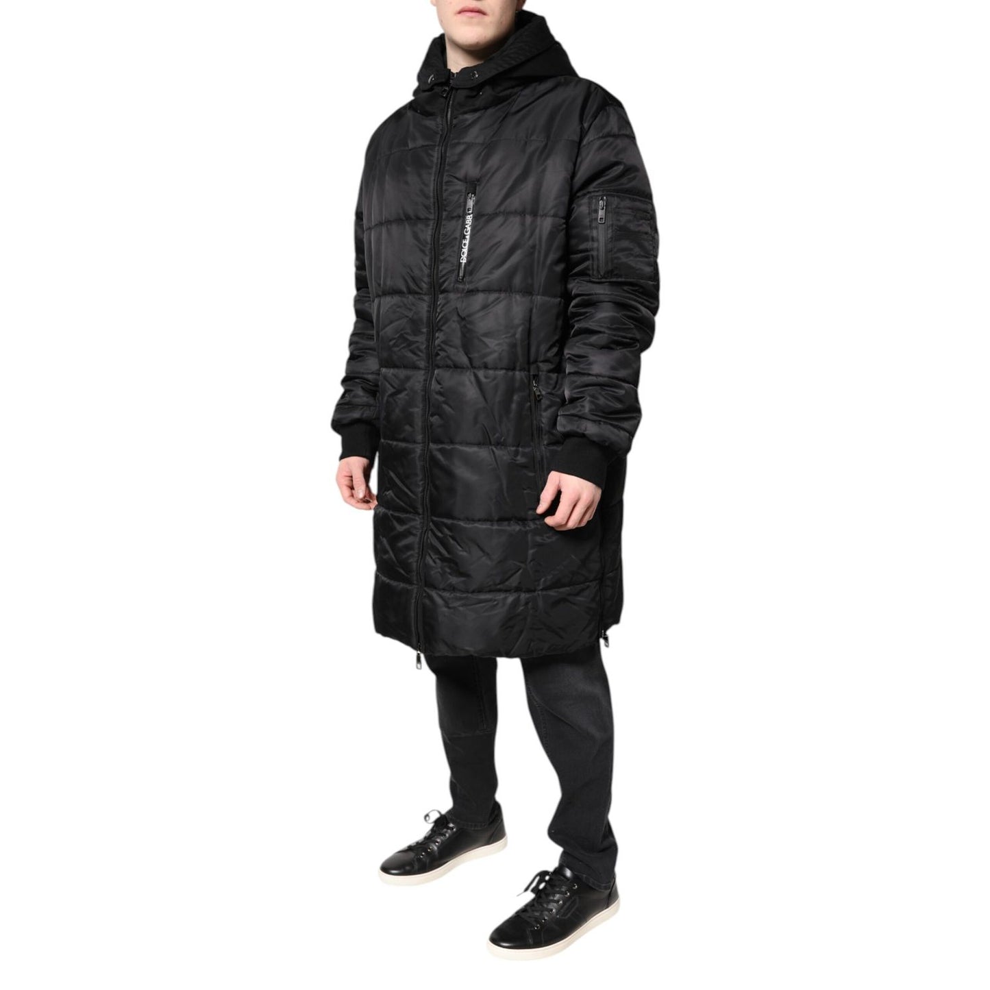Dolce & Gabbana Black Hooded Parka Winter Men Coat Jacket
