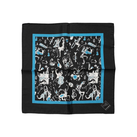 Dolce & Gabbana Black Jazz Club Silk Square Men Foulard Scarf Dolce & Gabbana