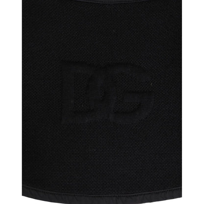 Dolce & Gabbana Black Lace Stole Knitted DG Logo Men One Size Scarf