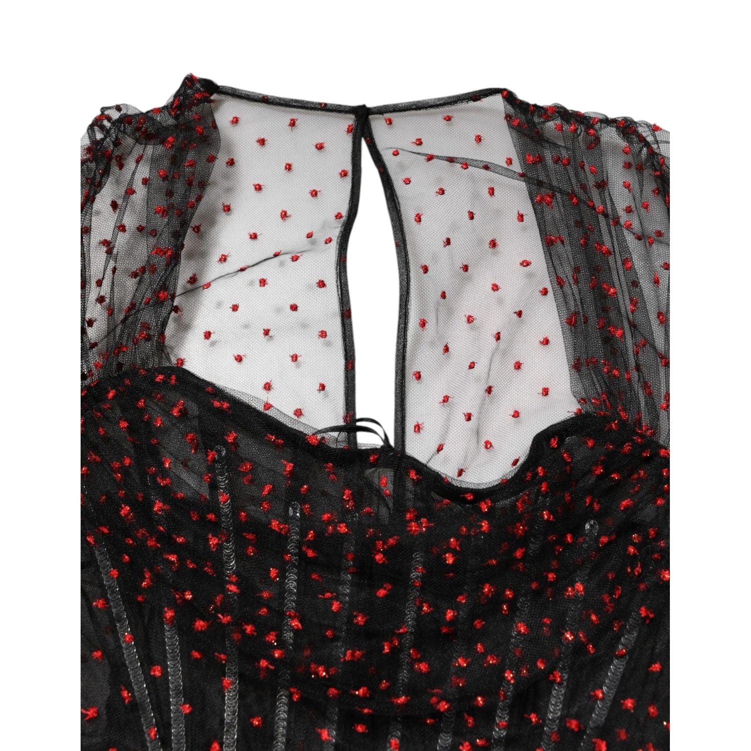 Dolce & Gabbana Black Lace Trim Long Sleeve Sheath Mini Dress