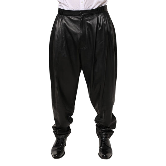 Dolce & Gabbana Black Lamb Leather Trousers Men Pants Dolce & Gabbana