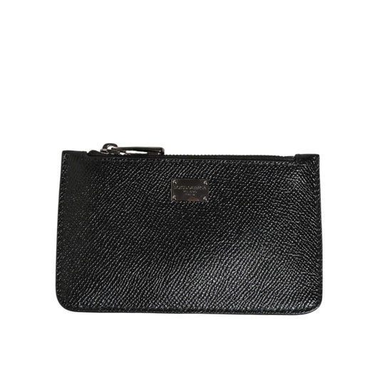 Dolce & Gabbana Black Leather Chain Link Mens Coin Purse Key Clip Holder Wallet Dolce & Gabbana