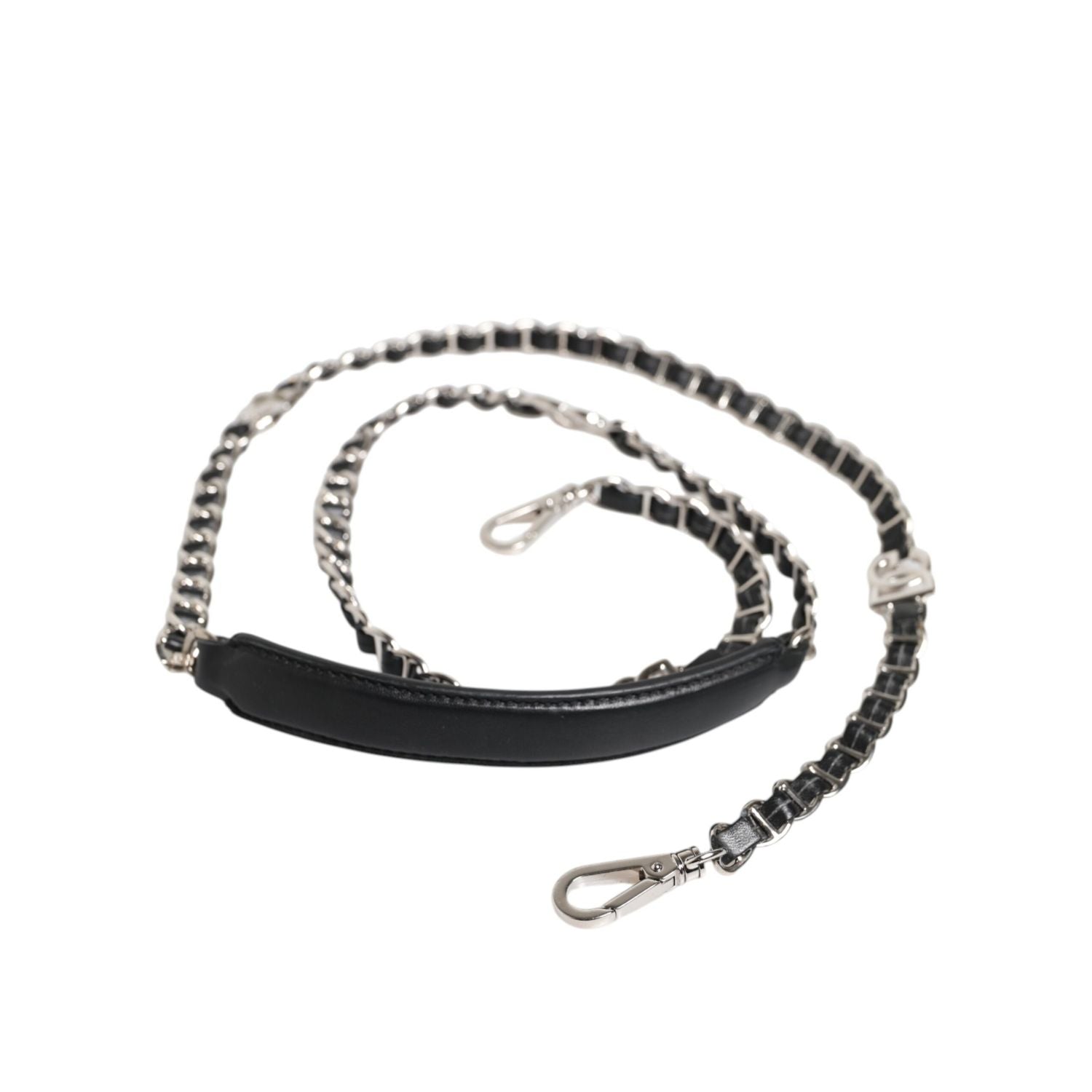 Dolce & Gabbana Black Leather DG Logo Chain Bag Shoulder Strap