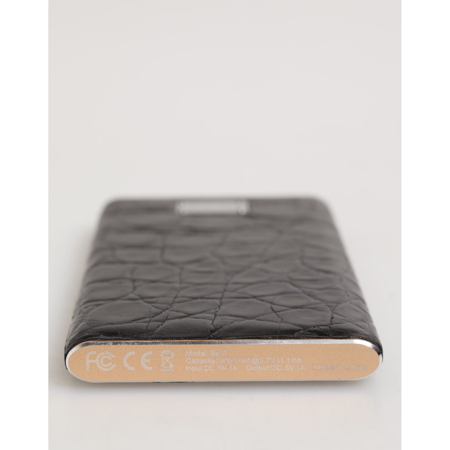 Dolce & Gabbana Black Leather Exotic 3000mAh Power Bank Charger USB