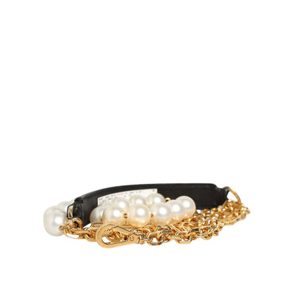 Dolce & Gabbana Black Leather Gold Chain Bag Accessory Shoulder Strap