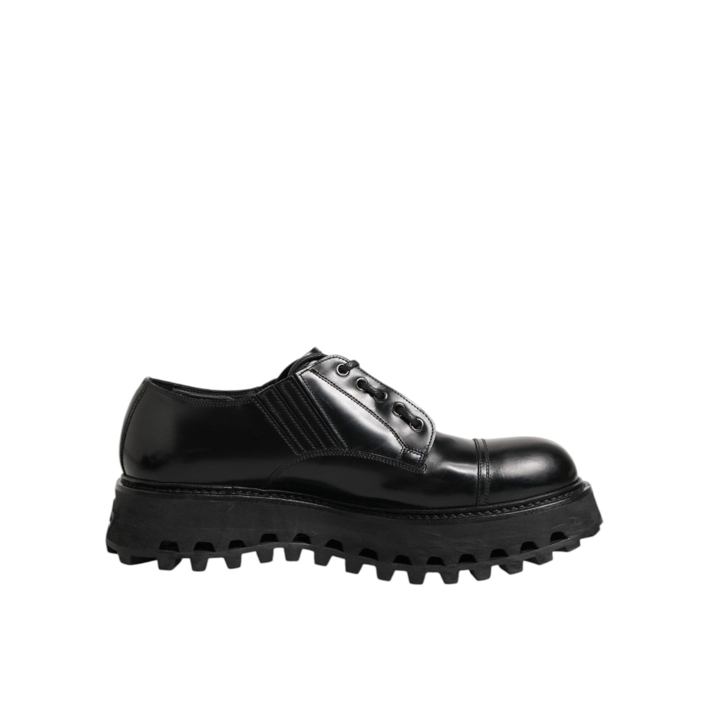Dolce & Gabbana Black Leather Lace Up Derby Men Dress Shoes
