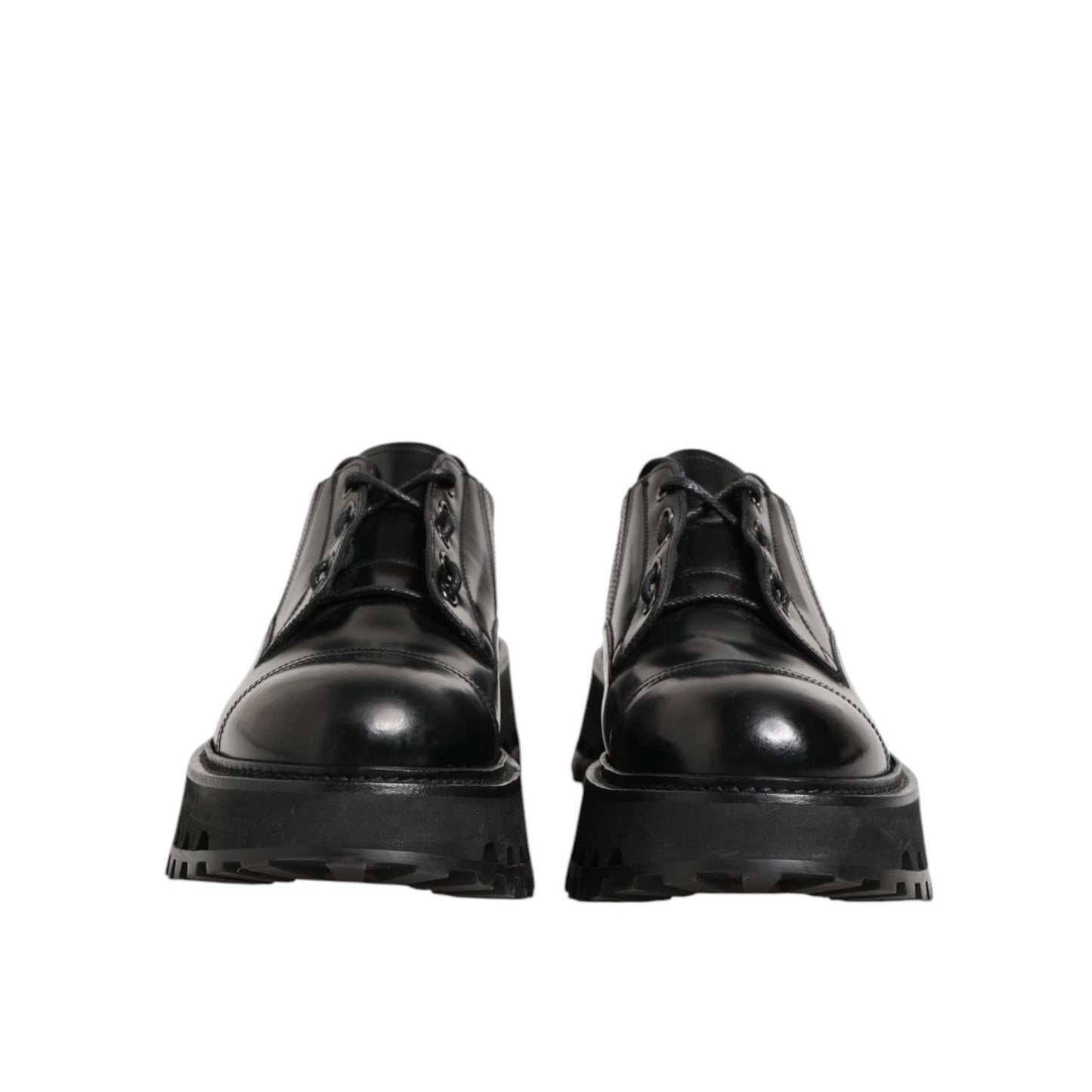 Dolce & Gabbana Black Leather Lace Up Derby Men Dress Shoes
