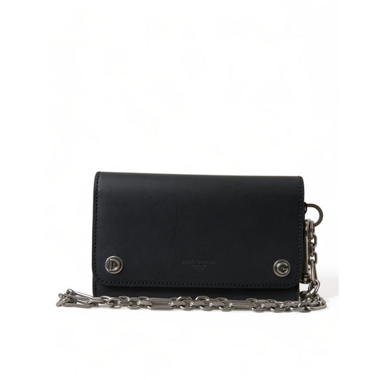 Dolce & Gabbana Black Leather Logo Embossed Mini Bifold Wallet Borse Bag Dolce & Gabbana