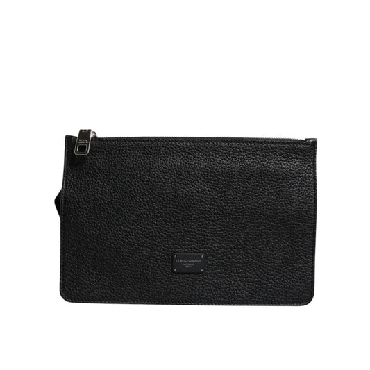 Dolce & Gabbana Black Leather Logo Embossed Waist Fanny Pack Borse Bag Dolce & Gabbana