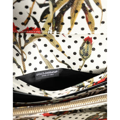 Dolce & Gabbana Black Leather Logo Plaque Card Holder Trifold Wallet