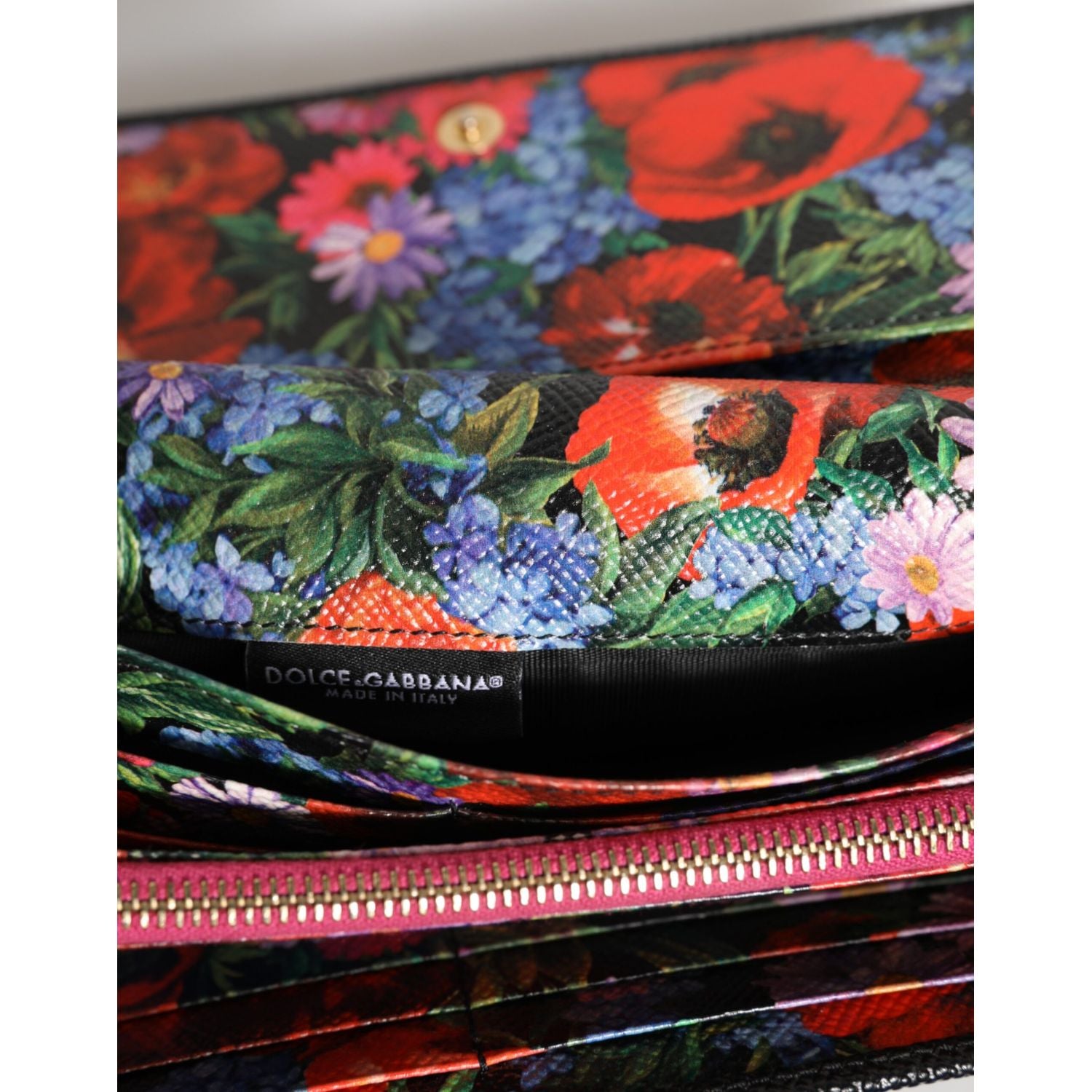 Dolce & Gabbana Black Leather Logo Plaque Trifold Card Holder Wallet