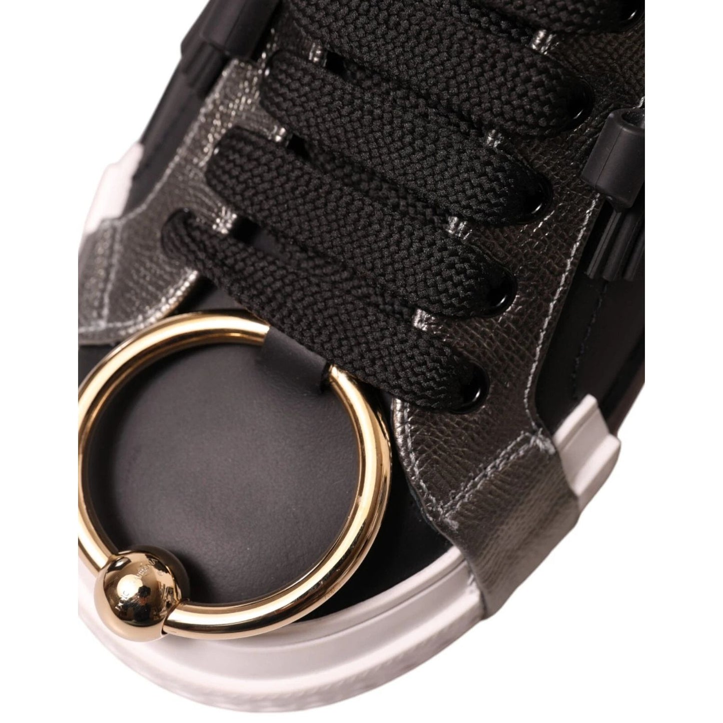 Dolce & Gabbana Black Leather Low Top Sneakers Portofino Shoes