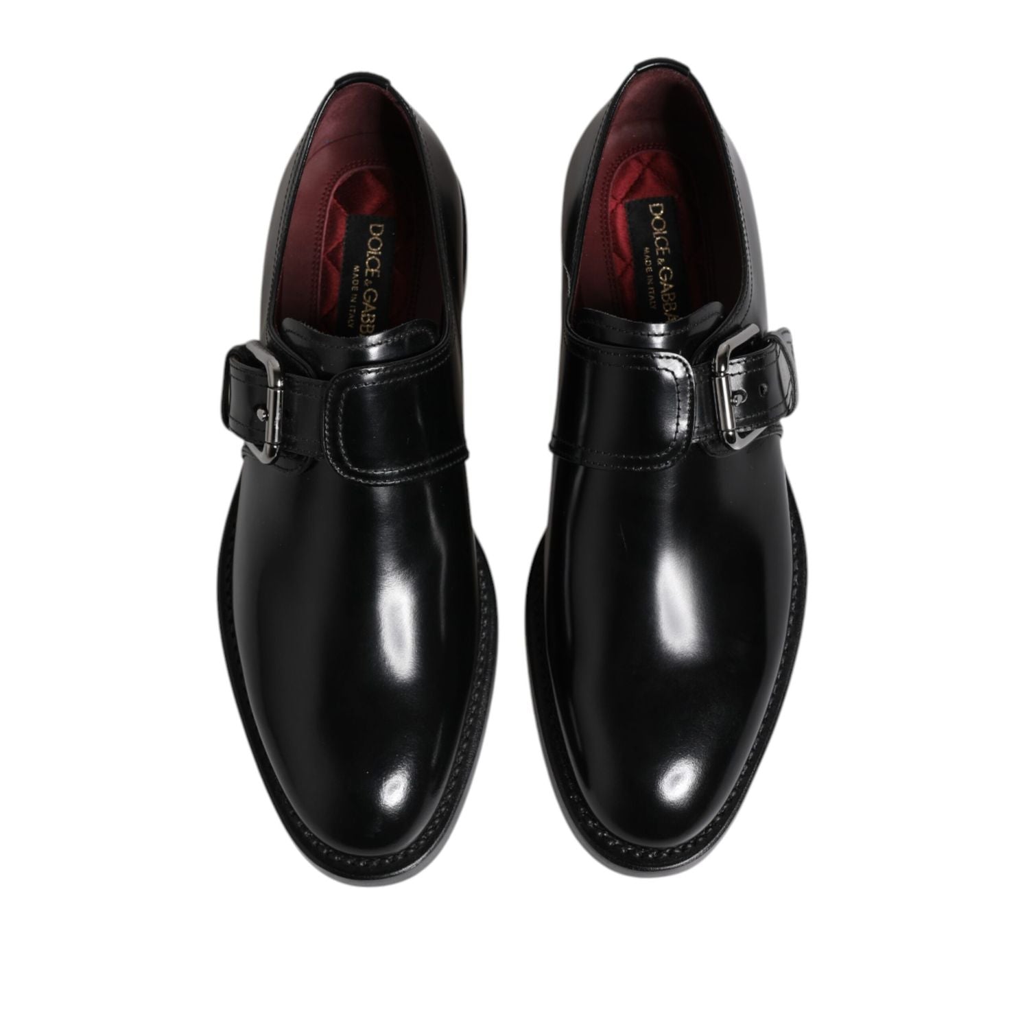 Dolce & Gabbana Black Leather Monk Strap Derby Formal Shoes