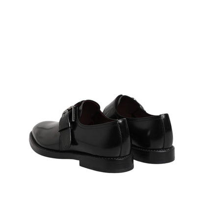 Dolce & Gabbana Black Leather Monk Strap Derby Formal Shoes