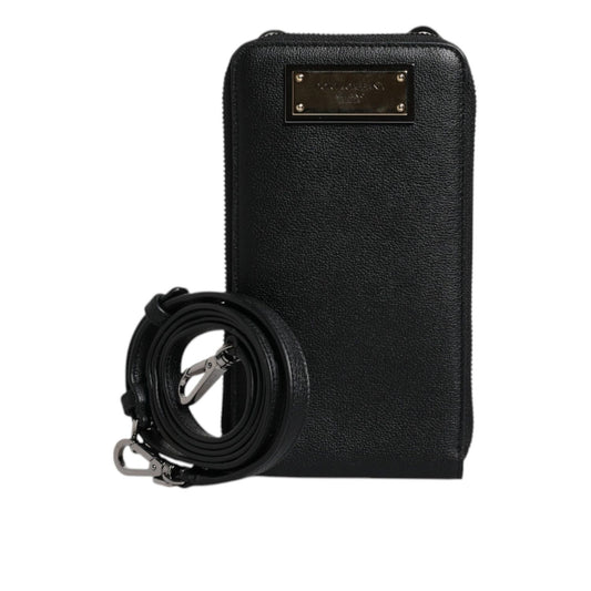 Dolce & Gabbana Black Leather Purse Crossbody Sling Phone Bag Dolce & Gabbana