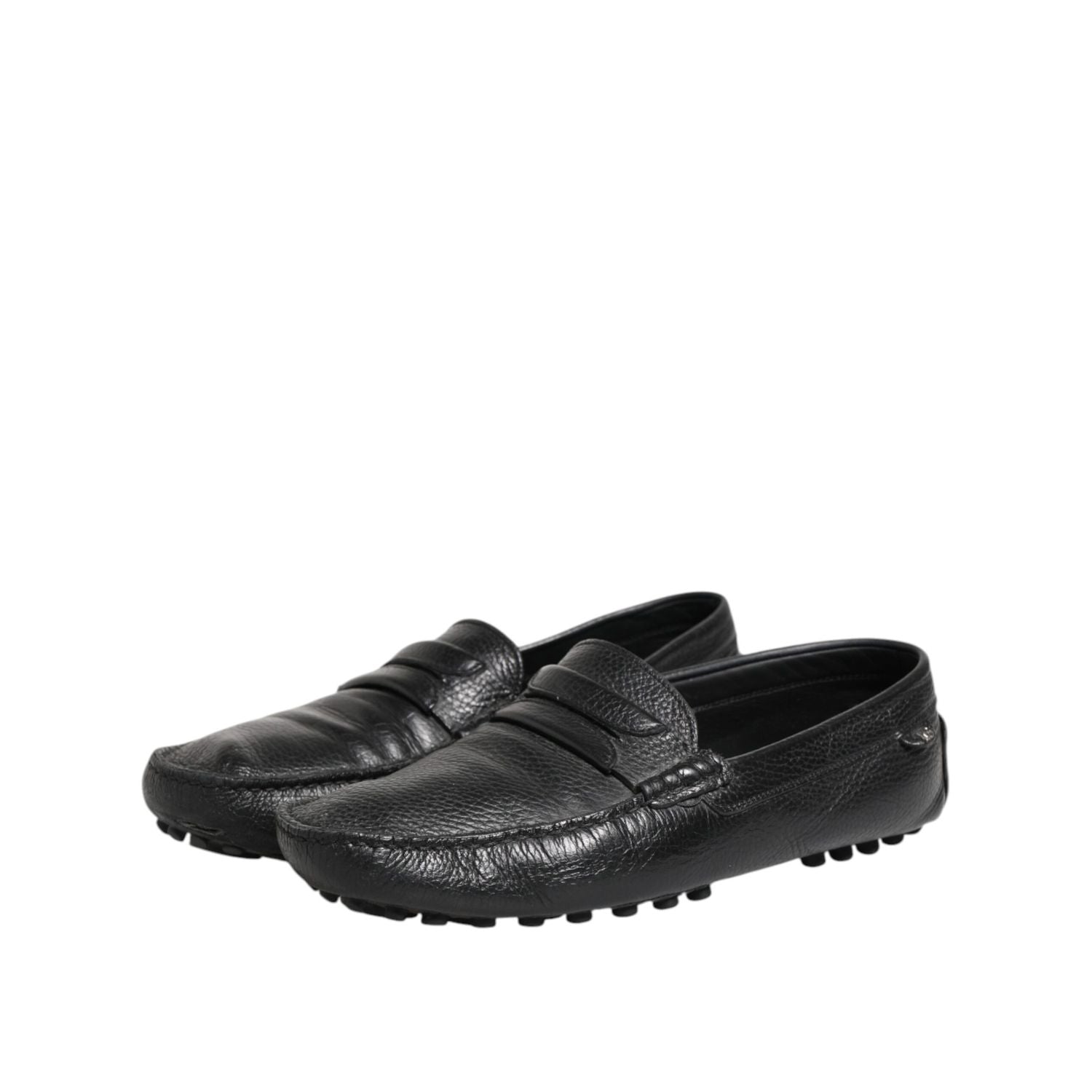 Dolce & Gabbana Black Leather Slip On Mocassin Loafer Shoes