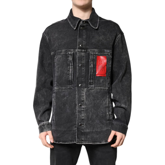 Dolce & Gabbana Black Logo Cotton Stretch Denim Jacket Dolce & Gabbana
