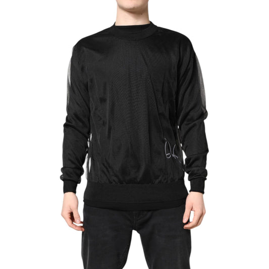 Dolce & Gabbana Black Logo Polyester CrewNeck Sweatshirt Sweater Dolce & Gabbana
