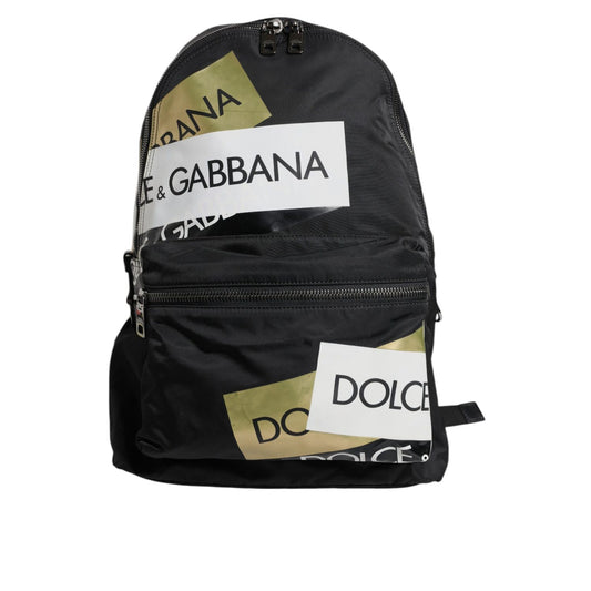 Dolce & Gabbana Black Logo Tape Polyamide School Travel Backpack Men Bag Dolce & Gabbana