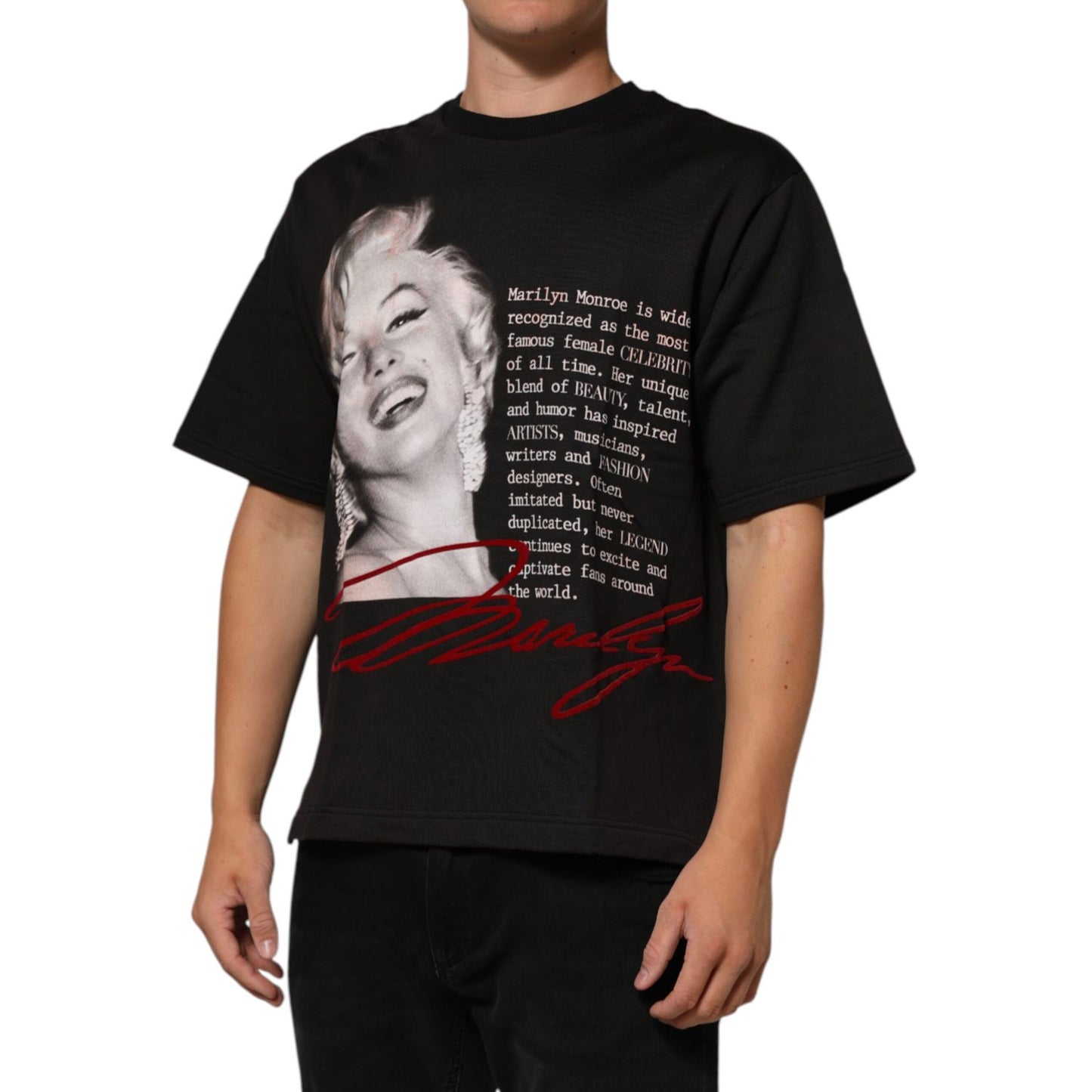 Dolce & Gabbana Black Marilyn Monroe Cotton Crew Neck T-shirt