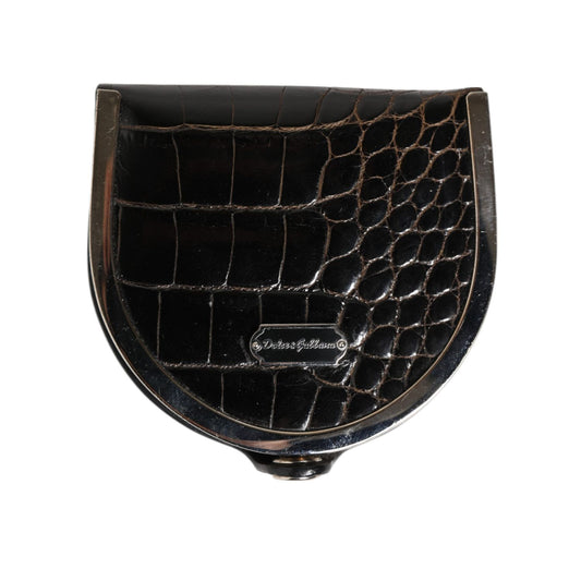 Dolce & Gabbana Black Polished Crocodile Leather Mens Coin Purse Wallet Dolce & Gabbana
