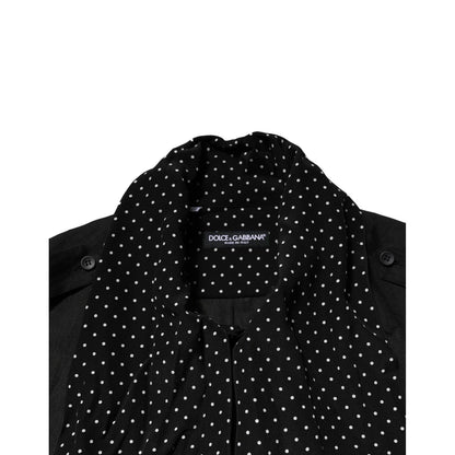 Dolce & Gabbana Black Polka Dot Linen Silk Men Casual Shirt
