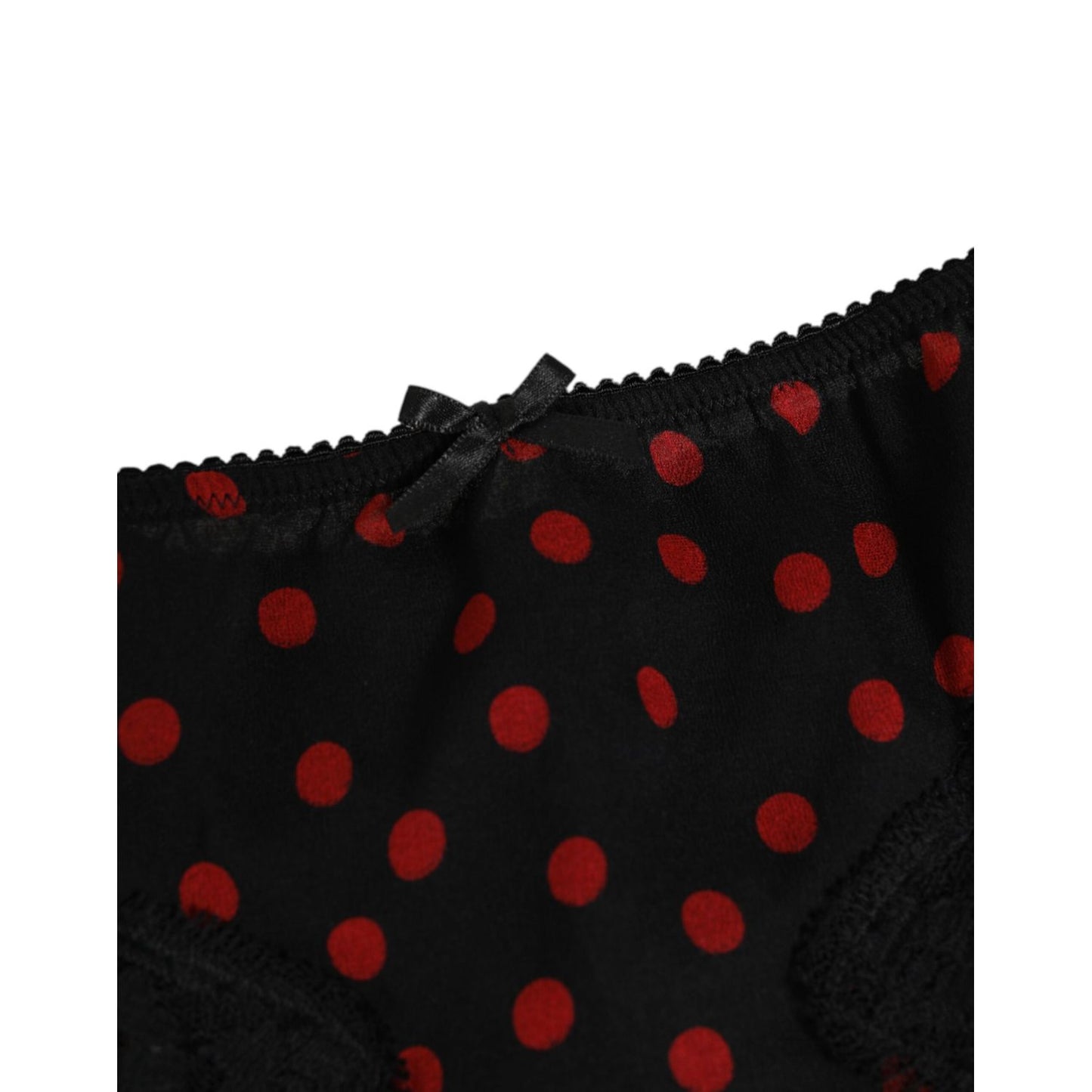 Dolce & Gabbana Black Polka Dotted Silk Low Waist Panty Underwear